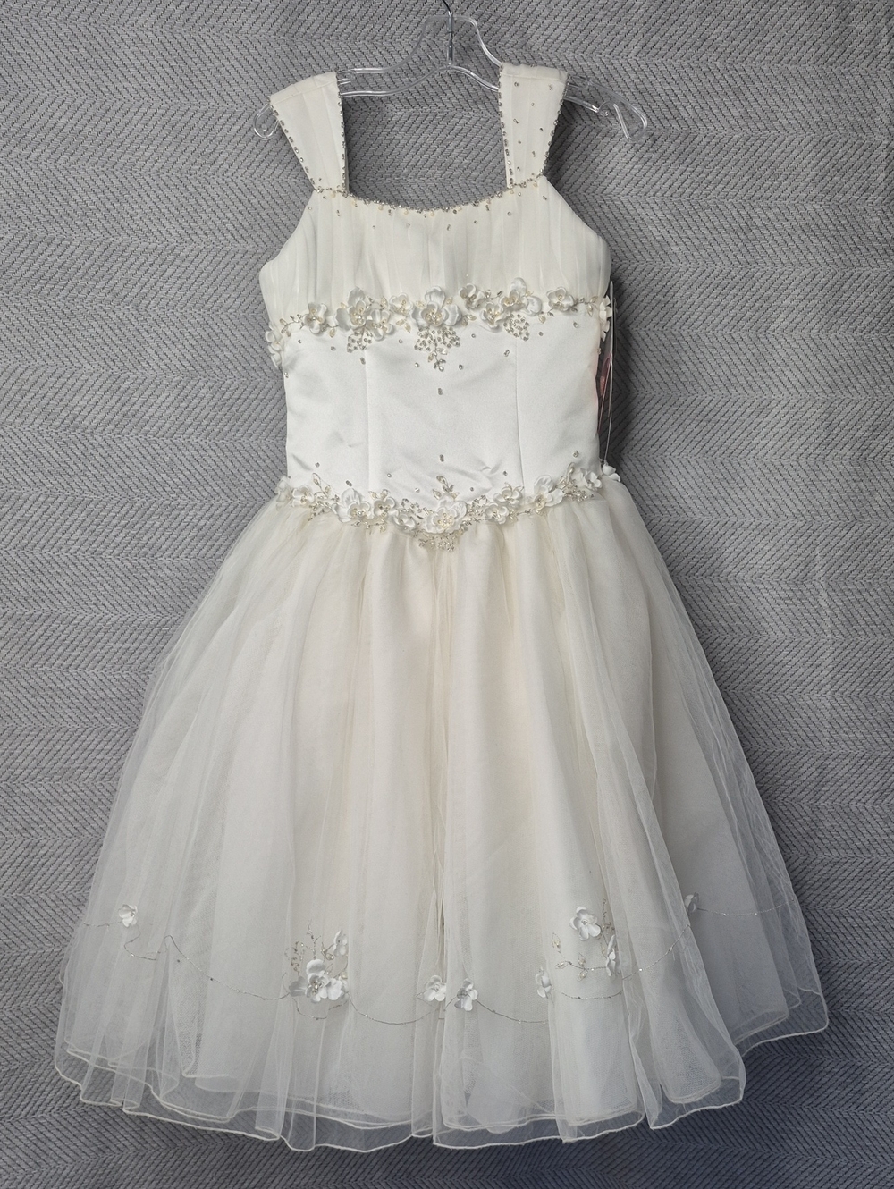 NWT Christie Helene Luxury Designer 3D Floral Flower Girl Communion Gown Size 8